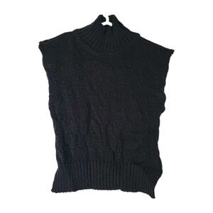 ARDEN B. VINTAGE BLACK MERINO WOOL TURTLENECK SWEATER VEST USA SIZE MEDIUM